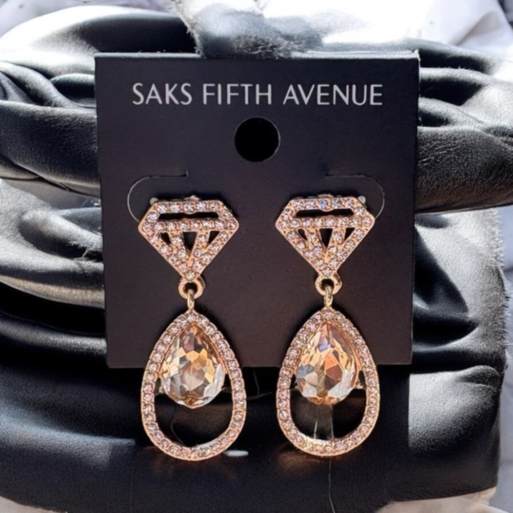 3/$40 Saks Fifth Avenue Gold and Silver Teardrop Dangle Earrings